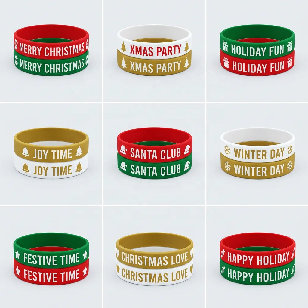 Christmas Silicone Wristbands 100 pcs | Custom Logo