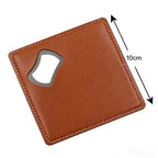 Custom PU Leather Coaster Bottle Opener 200pcs MOQ | Engraved Round Gift for Weddings & Breweries