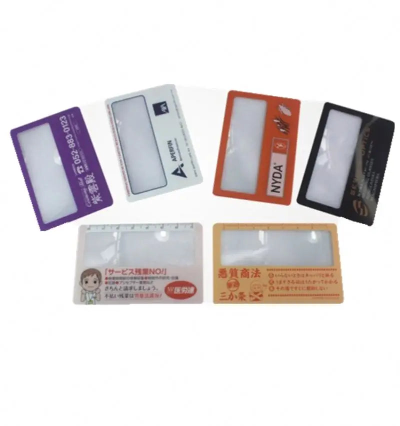 Custom PVC Credit Card Magnifier with Logo | 55mm Lens | 1000pcs MOQ for Promotional Gifts | Wallet-Sized Business Card Magnifier Bulk