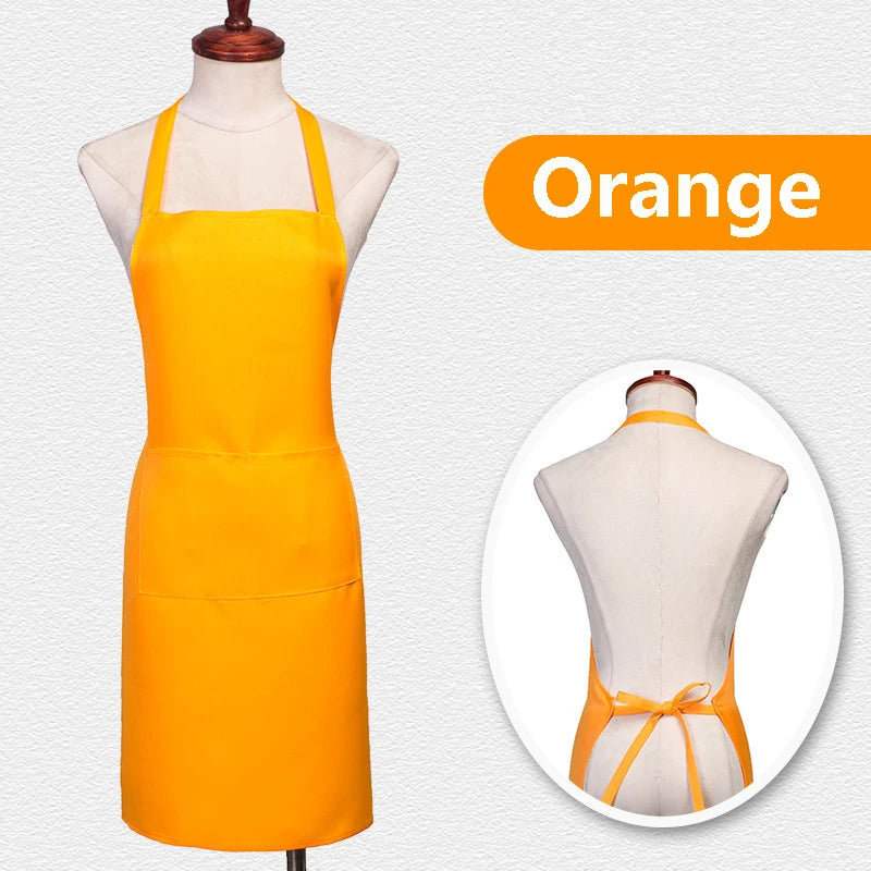 Custom Logo Unisex Bib Aprons with 2 Pockets for Cooking Kitchen Advertising Adjustable Waterproof Extra Large Long Ties Apron