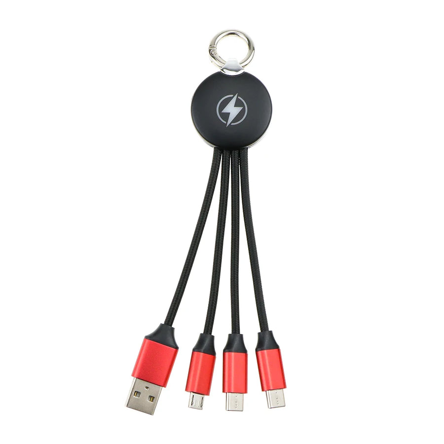 Custom 3-in-1 Keychain Charger 5V/2A | CE/RoHS/FCC Certified | 9-Day Lead