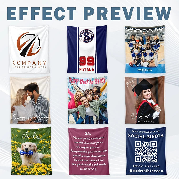 Custom Printed Fleece Blanket with Logo | 1 MOQ Cozy Throw