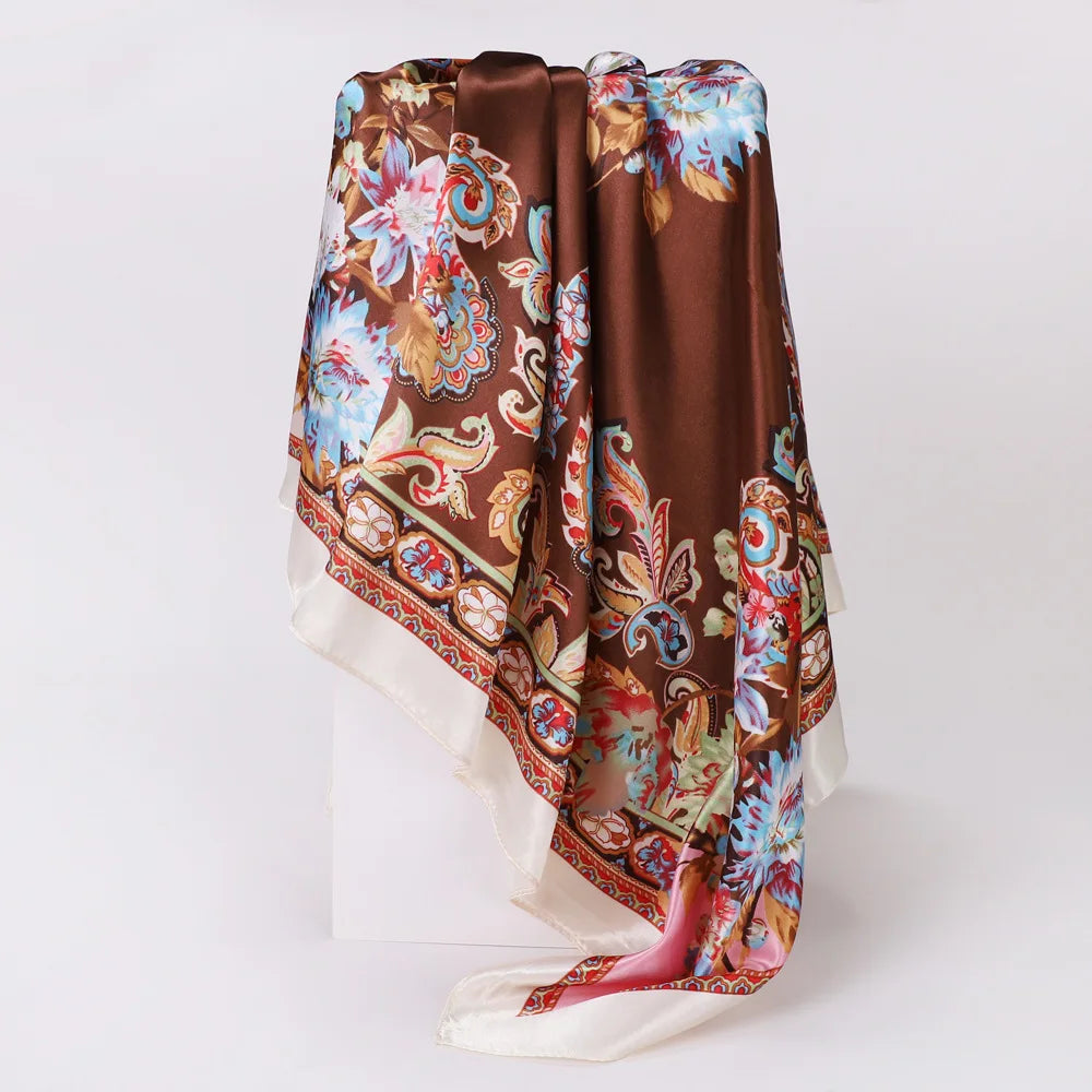 Custom Printed 90cm Square Scarf | 10 Pcs MOQ Wholesale Silk/Polyester Shawl
