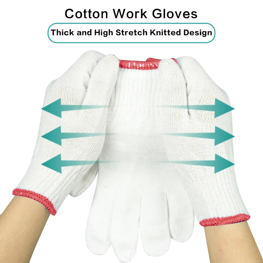 Custom Cotton Knit Work Gloves – Breathable, Anti-Slip & Cut Resistant for Safety & Labor