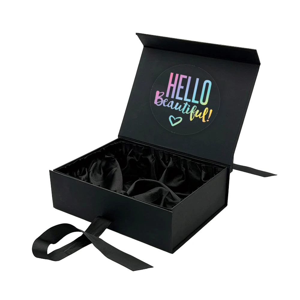 Custom Luxury Rigid Gift Box 200 MOQ | Magnetic Closure Cardboard Box with Hot Stamping for Clothing & Cosmetics