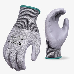 EN388 Cut Level 5 HPPE Anti-Cut Work Gloves – PU Coated Safety Gloves with Custom Logo