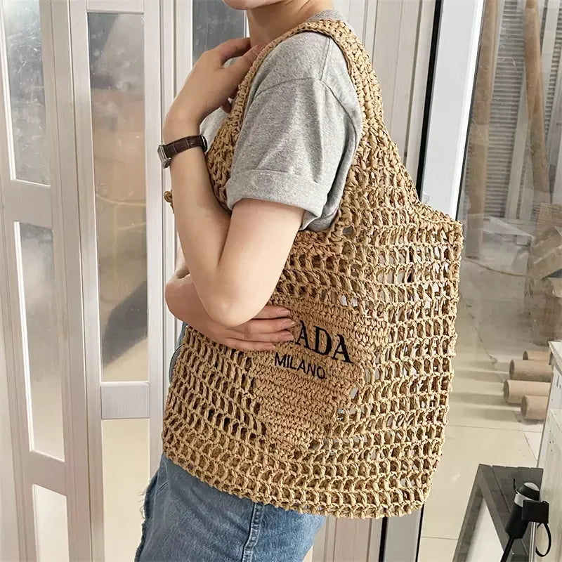 Custom Straw Paper Beach Bag with Logo | Bulk 100 Bags