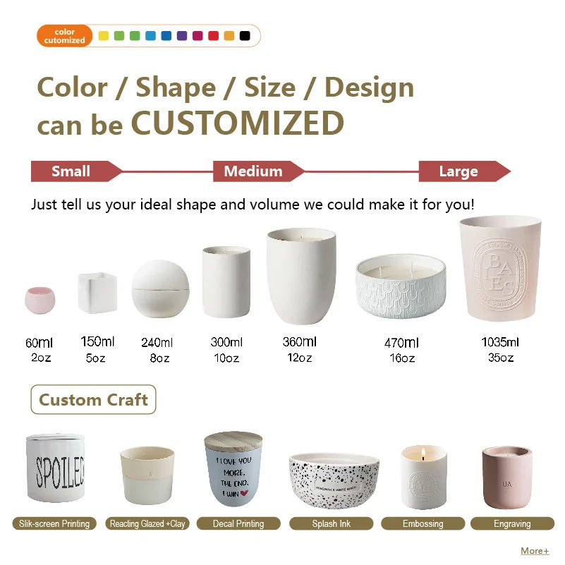 Custom Ceramic Candle Jars 5oz | Matt Porcelain with Logo MOQ 500