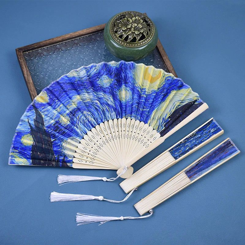 Wholesale Custom Bamboo Fabric Folding Hand Fan for Favors