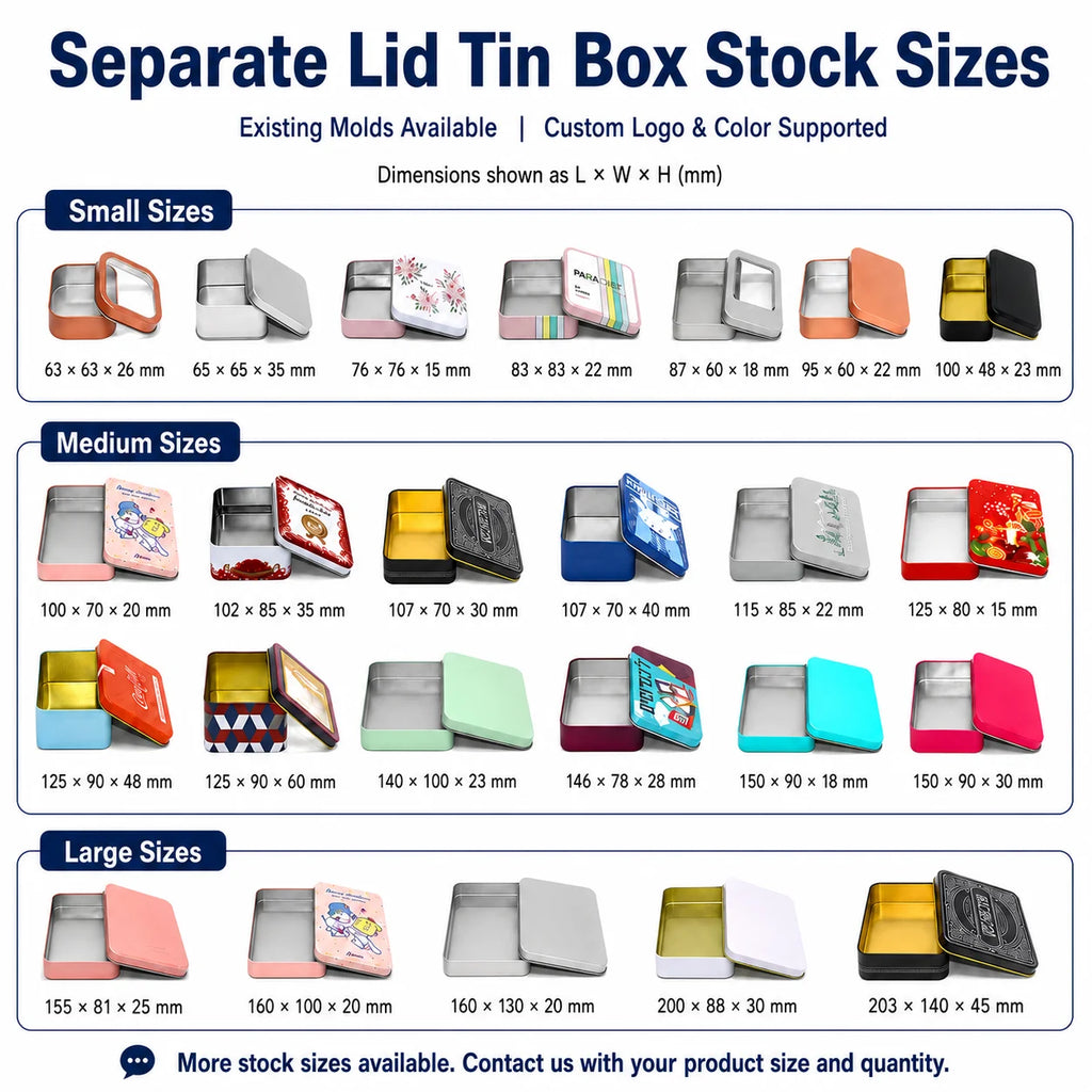 Custom Tinplate Box | Food-Grade | CMYK Printing | Separate Lid | 1 MOQ | Packaging