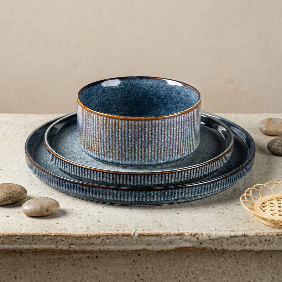 Reactive Glaze Stoneware Dinner Set 12-Piece | OEM/ODM | 500 MOQ