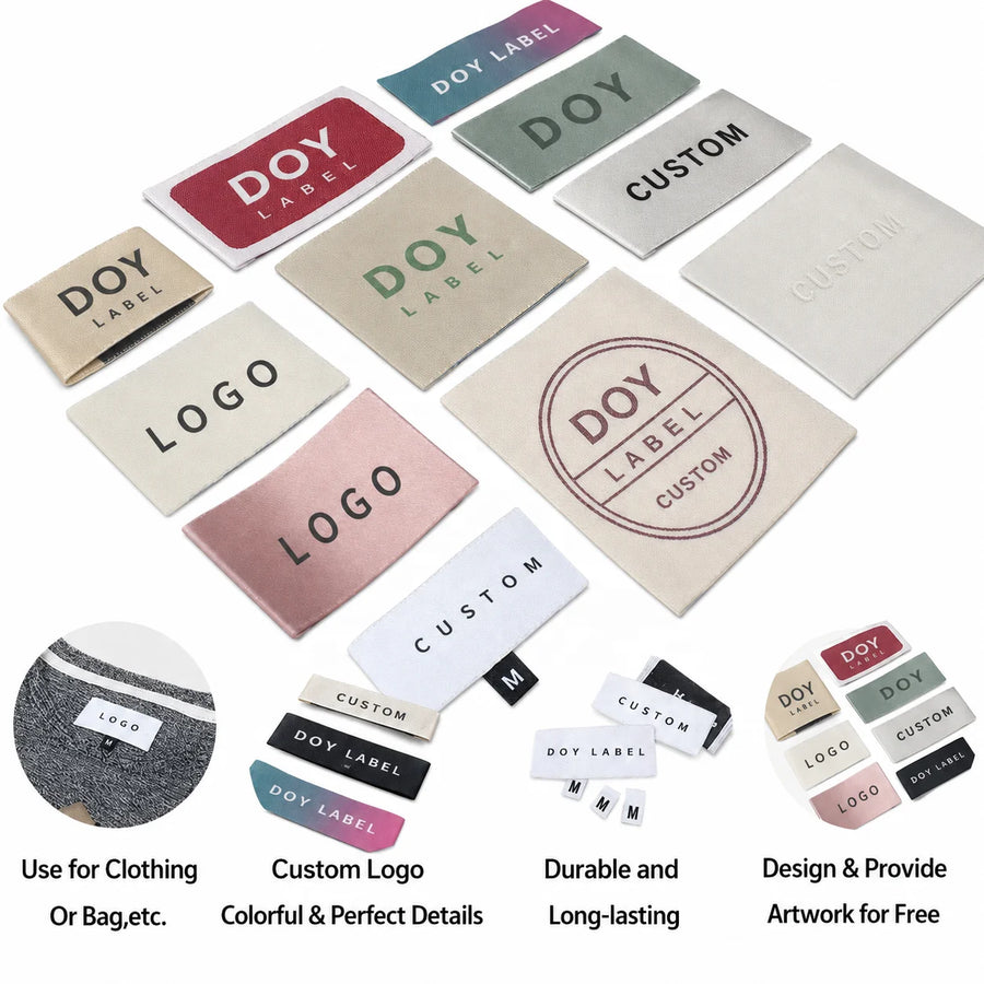 High Density Jacquard Woven Labels | Custom Brand Name & Size Tags | 1,000 MOQ