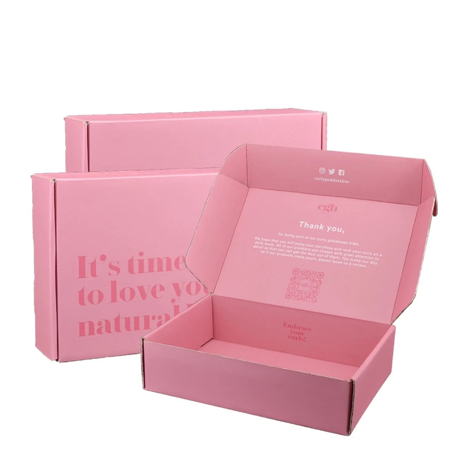Custom Pink Corrugated Boxes: 1,000 MOQ, 30-Day Lead, Matt Lamination | Embossing Shipping Packaging