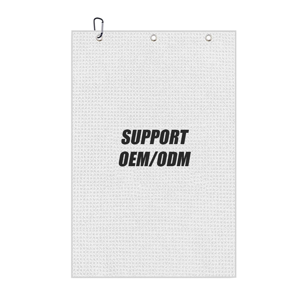Custom Microfiber Golf Towels | 50-Piece MOQ & 10-Day Lead Time | Waffle Pattern & Carabiner Clip
