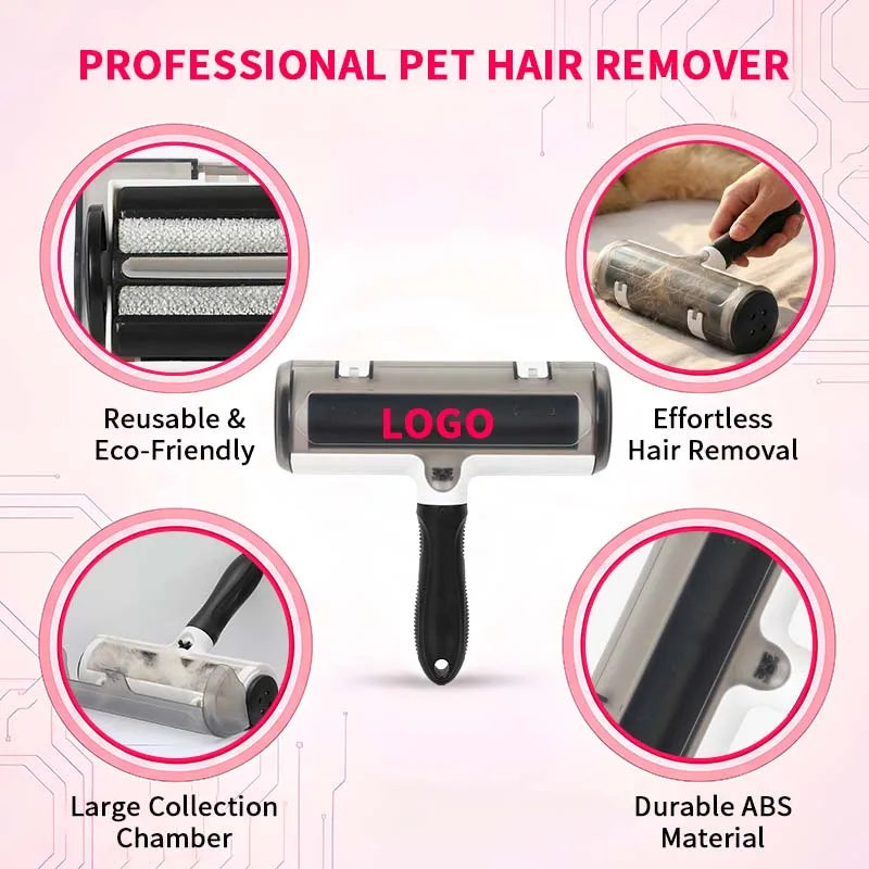 Custom Pet Hair Remover Roller Self-Cleaning ABS Steel | Wholesale Dog Cat Fur Brush OEM