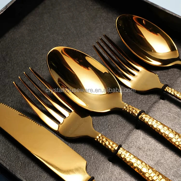 Stainless Steel Flatware Sets | 5-Piece PVD Gold | Wholesale