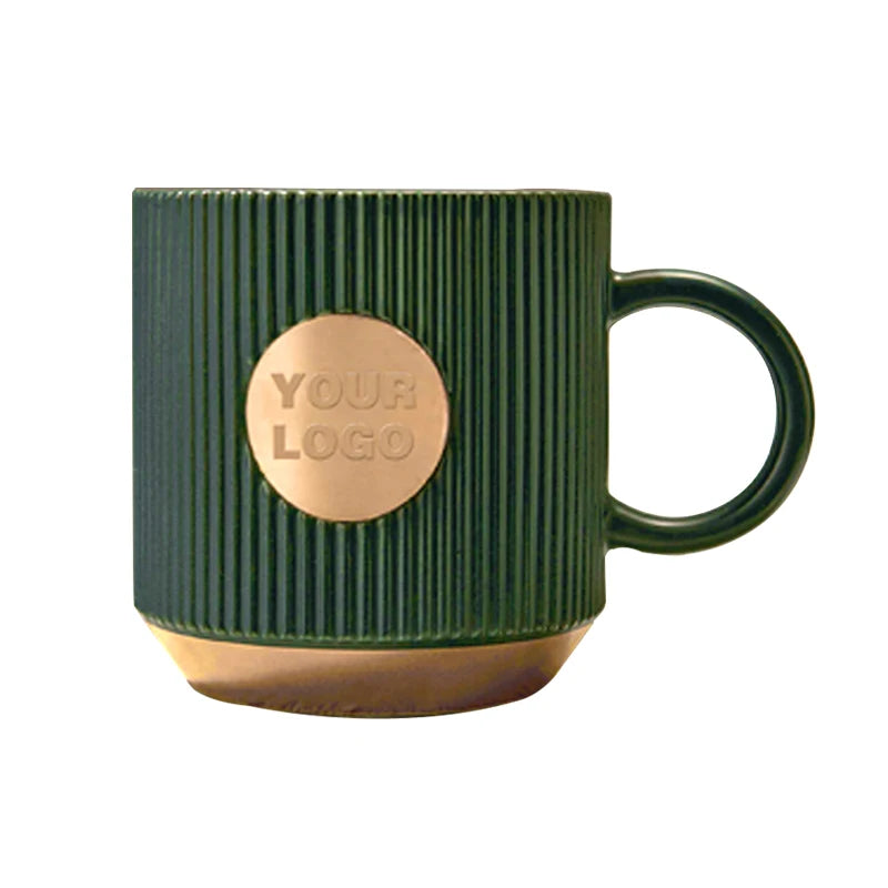 Custom Logo Ribbed Ceramic Mug - Premium Textured Coffee Cup