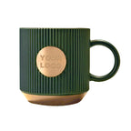 Custom Logo Ribbed Ceramic Mug - Premium Textured Coffee Cup
