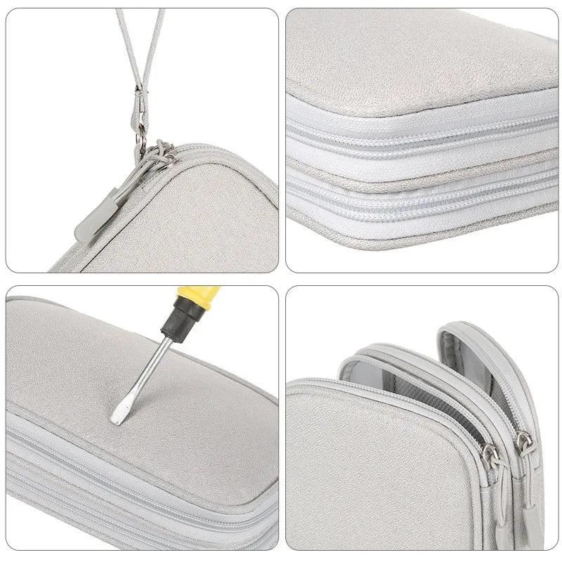 Custom Waterproof Cable Organizer Pouch 600D Oxford | Double Layer Storage Bag for Tech Accessories | Bulk Wholesale