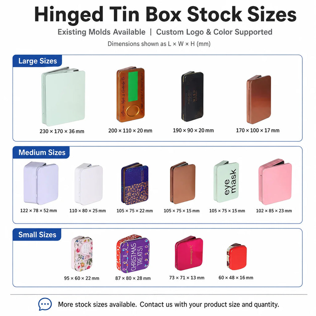 Custom Tinplate Boxes | 1,000 Pcs MOQ, Hinged Lid | Food-Grade