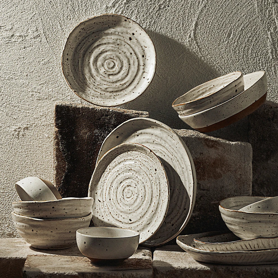 Custom Speckle Dinnerware Set — 30 MOQ, Microwave/Dishwasher Safe