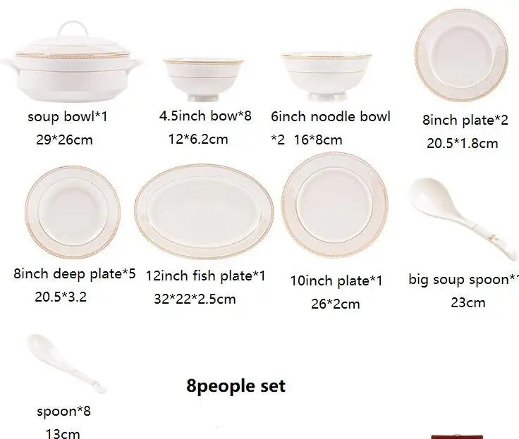 24pcs Embossed Gold Porcelain Tableware Set | Luxury Bone China