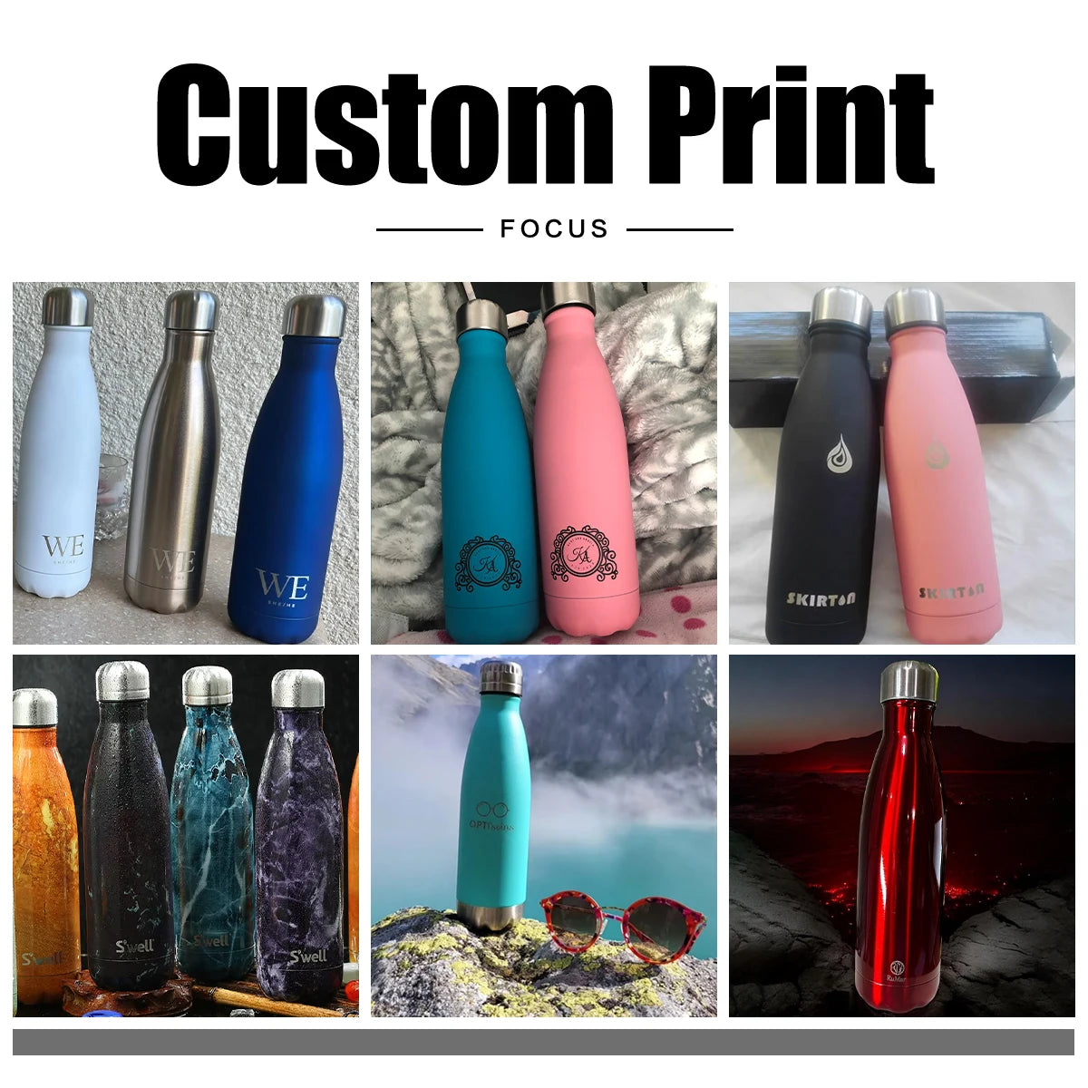 Custom 500ml Stainless Steel Cola Bottle with Laser Engraving and Logo Printing