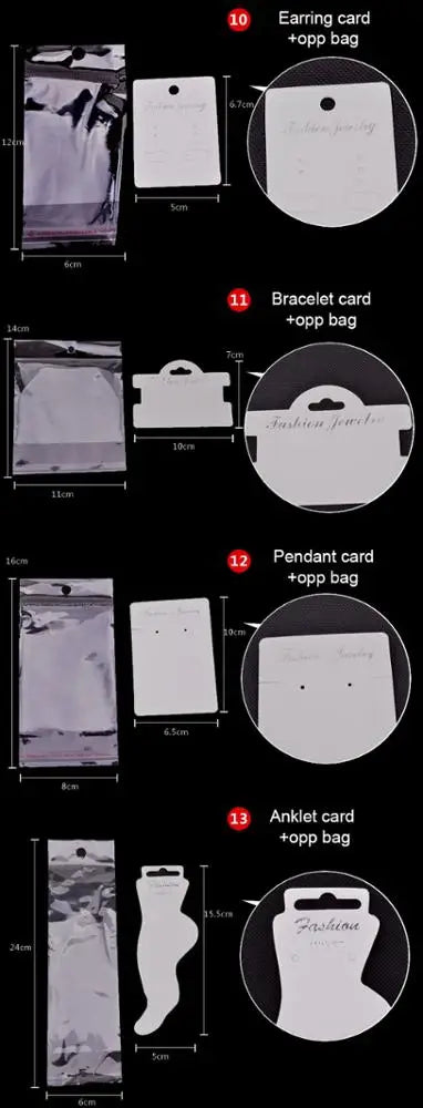 Custom Jewelry Display Cards with OPP Bags | MOQ 100 | 10-Day Lead