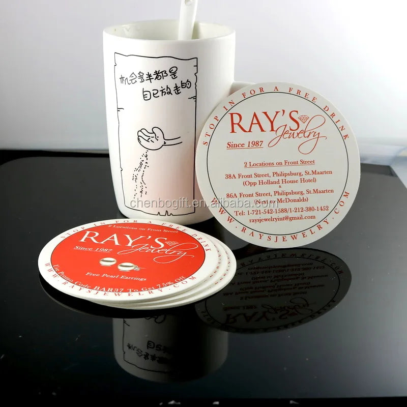 Custom Printed Paper Coasters with Logo | MOQ 500