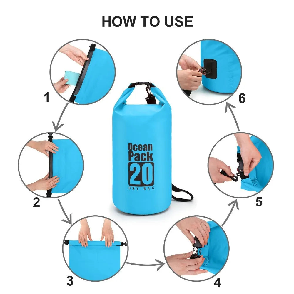 Custom 500D PVC Waterproof Dry Bag: 2L to 30L, High Frequency Welded, Submersion Tested