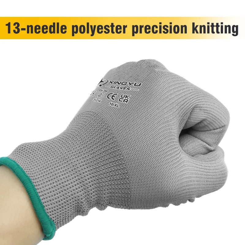 13G PU Polyester Work Gloves for Industrial Safety & Daily Tasks