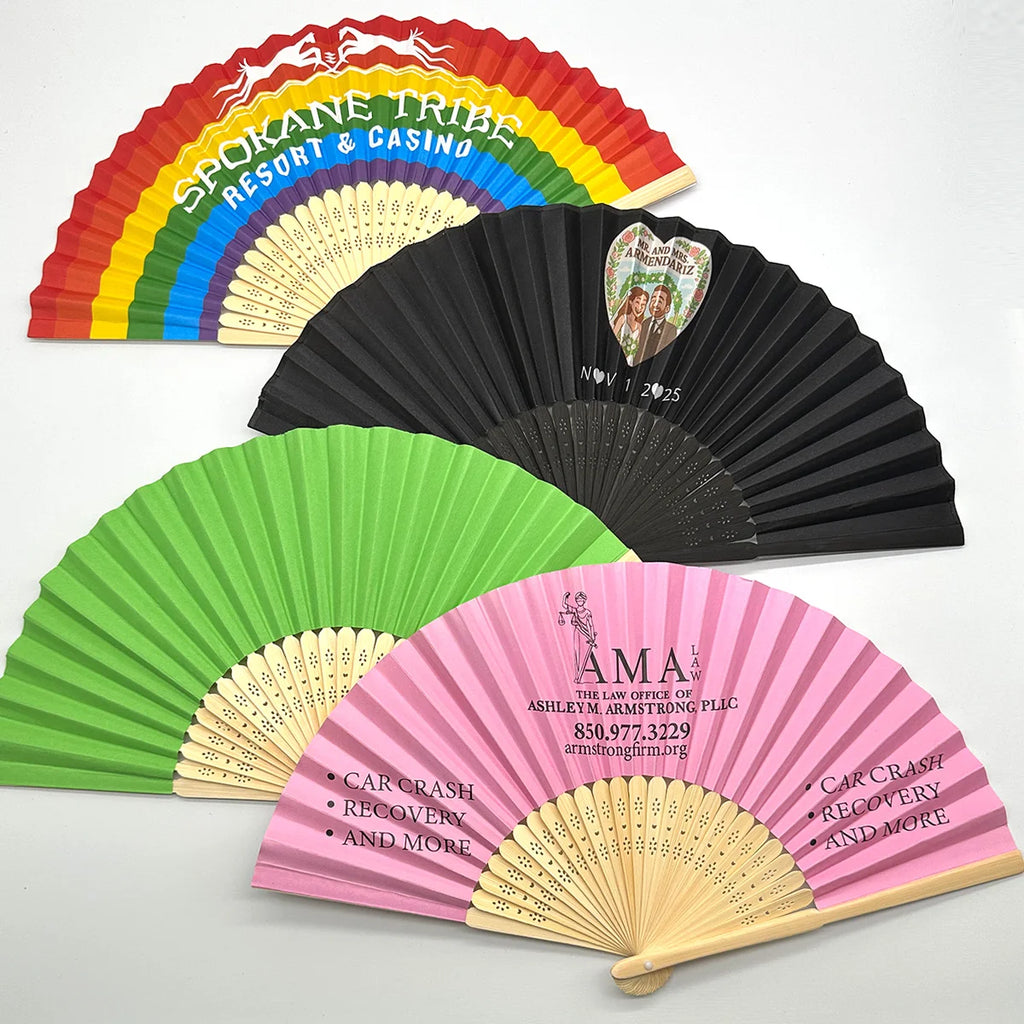 Wholesale Custom Bamboo Hand Fans for Wedding | Logo MOQ 100