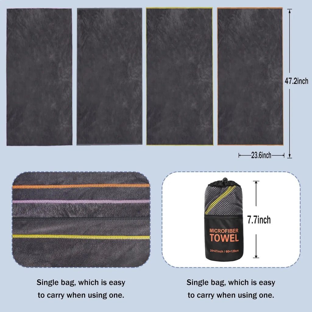 Custom Size Microfiber Quick-Drying Sport Gym Towel with Logo – 400gsm for Fitness, Swimming & Camping