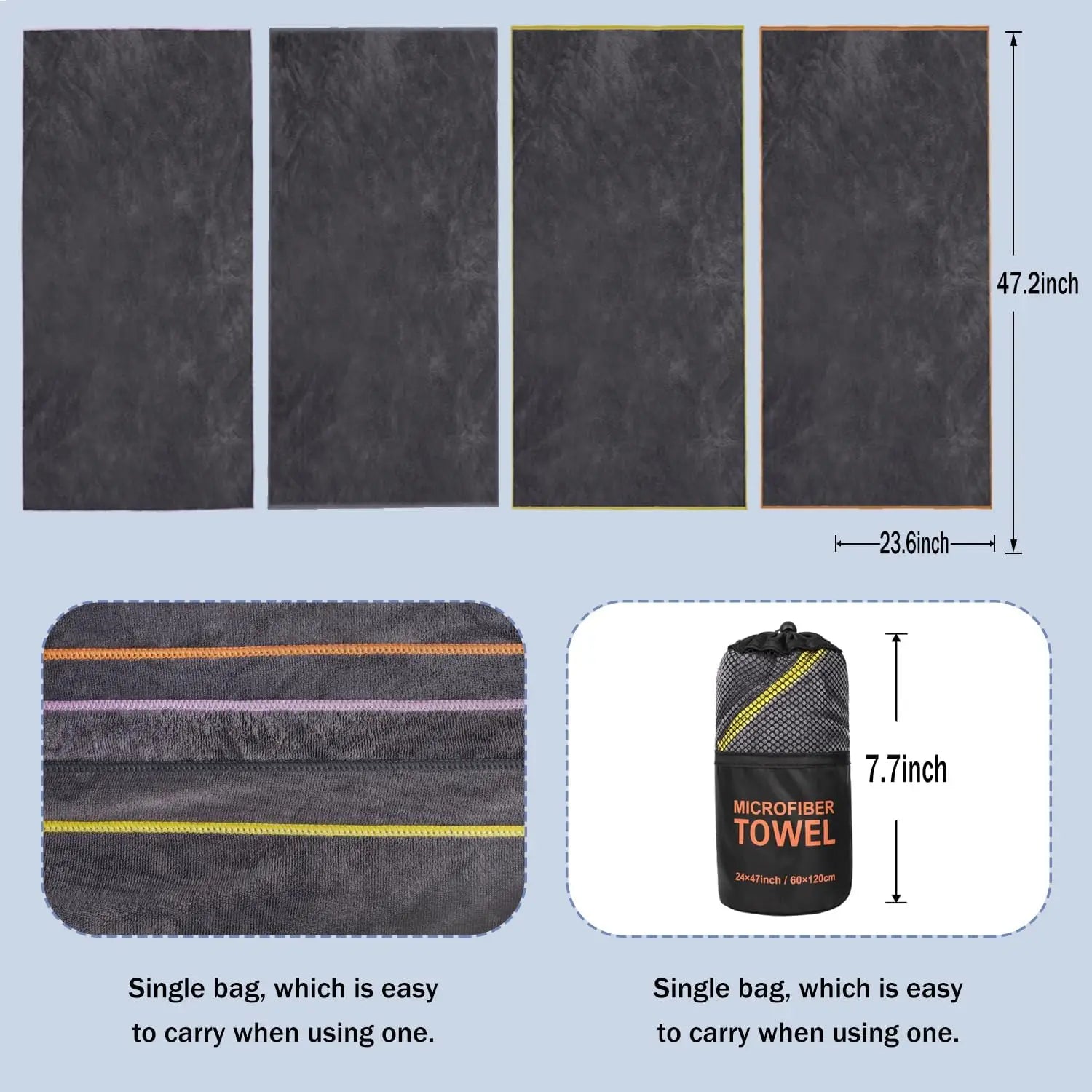 Custom Size Microfiber Quick-Drying Sport Gym Towel with Logo – 400gsm for Fitness, Swimming & Camping