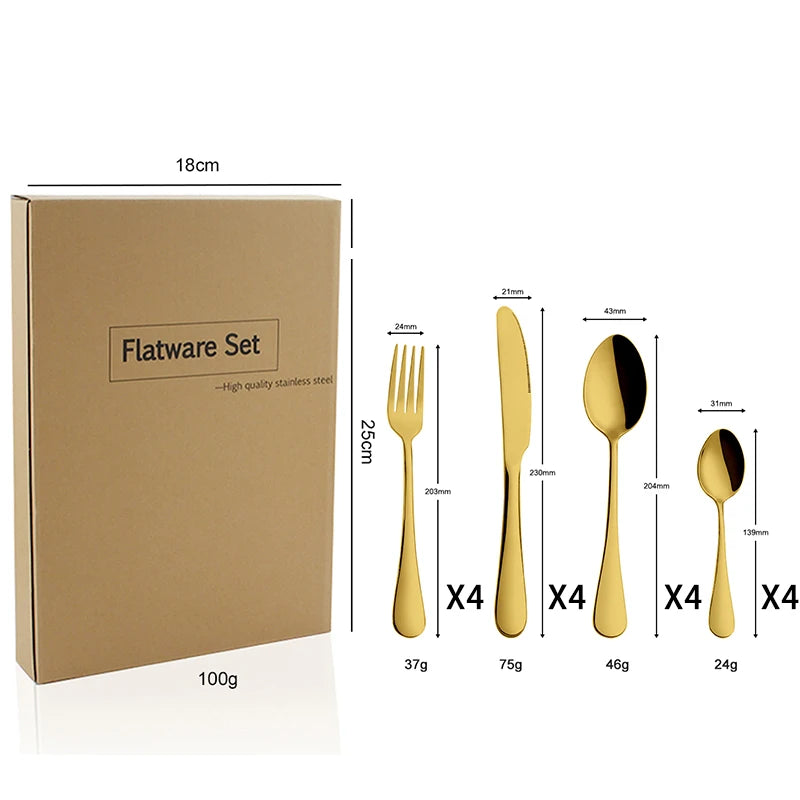 24-Piece Gold Flatware Set | PVD Coating | EU/FDA Certified | 100 MOQ