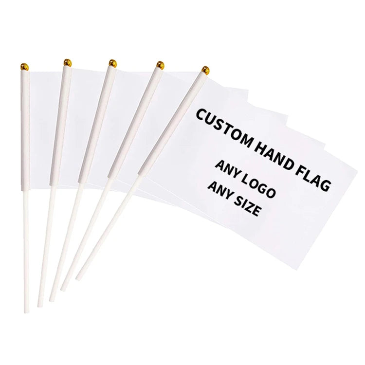 Custom Hand Held Waving Flags | 100 MOQ | 5 Day Lead Time | Polyester
