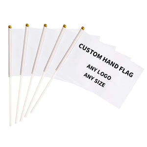 Custom Hand Held Waving Flags | 100 MOQ | 5 Day Lead Time | Polyester