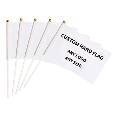 Custom Hand Held Waving Flags | 100 MOQ | 5 Day Lead Time | Polyester