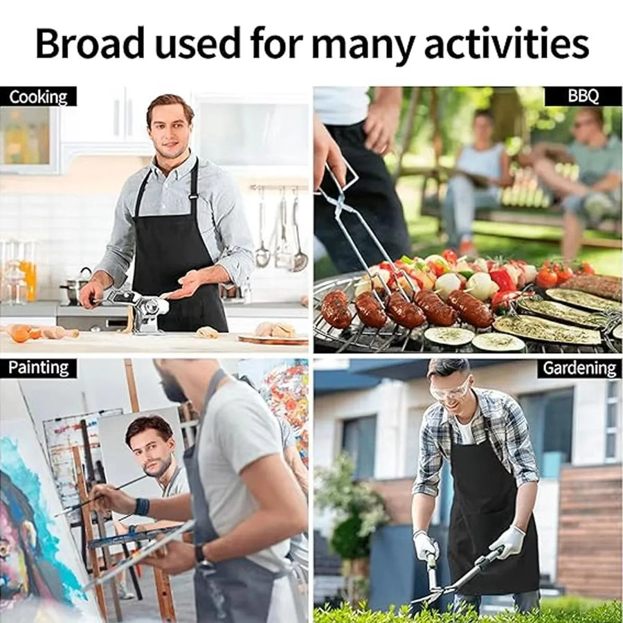 Custom Waterproof Poly-Cotton Restaurant Apron with 3 Pockets and Adjustable Neck Strap