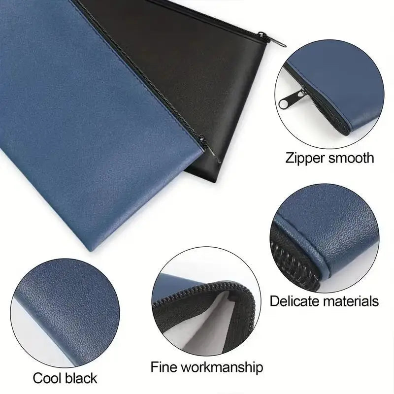 MOQ 100 Pcs Zipper PU Leather Utility Sleeve Wholesale Custom Synthetic Polyurethane Utility Envelope with Slide Fastener