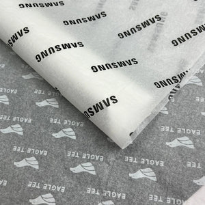 Custom Tissue Paper: 100 MOQ, 17gsm, Virgin Wood Pulp | Single-Color Logo Wrapping Paper