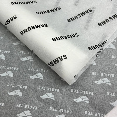 Custom Tissue Paper: 100 MOQ, 17gsm, Virgin Wood Pulp | Single-Color Logo Wrapping Paper