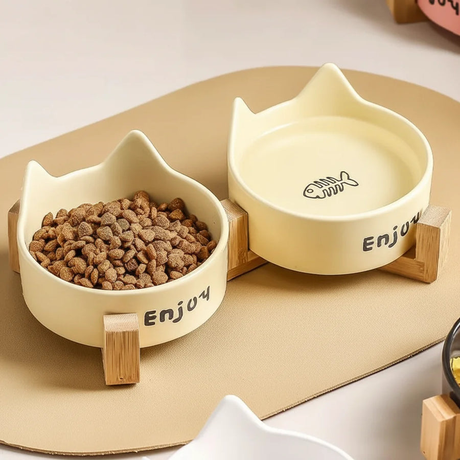 Custom Ceramic Cat Bowls with Cat Ear Design | MOQ 32 Pieces