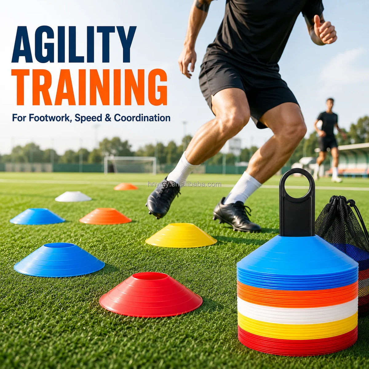 Custom Football Agility Cones with Logo | Bulk MOQ 200