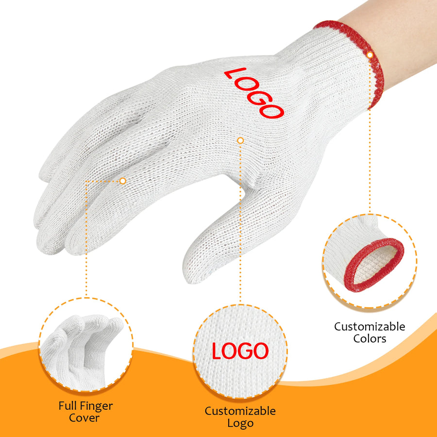 Custom Cotton Knit Work Gloves – Breathable, Anti-Slip & Cut Resistant for Safety & Labor