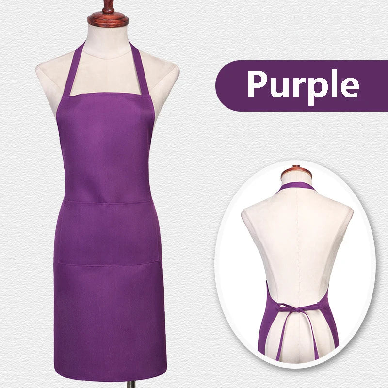 Custom Logo Unisex Bib Aprons with 2 Pockets for Cooking Kitchen Advertising Adjustable Waterproof Extra Large Long Ties Apron