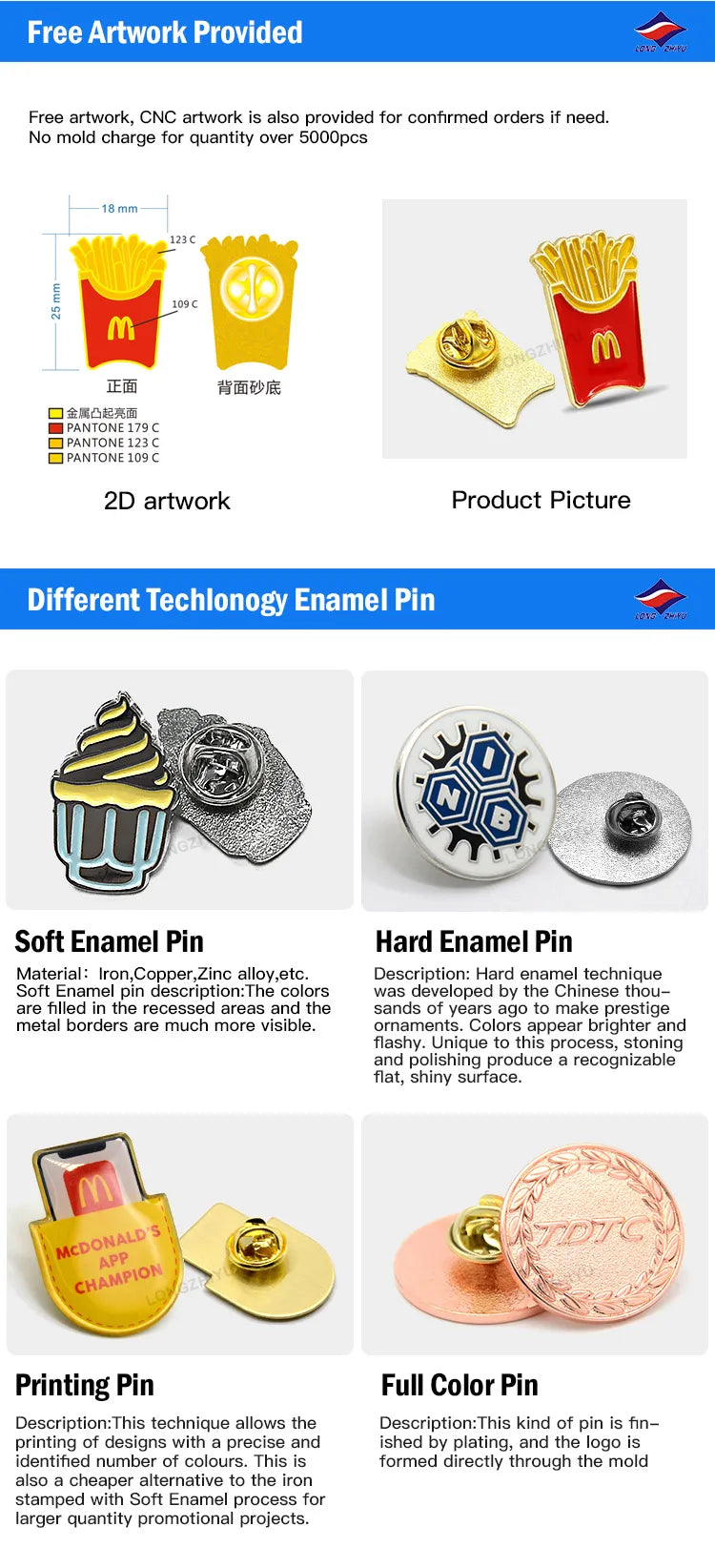 Custom Metal Lapel Pins with Logo | Wholesale Badges MOQ 100