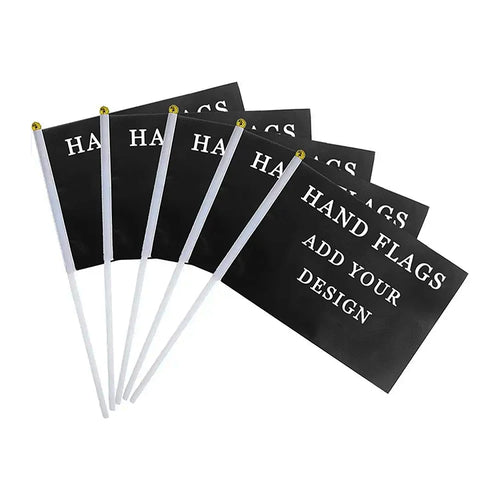 Custom Handheld Flags 100% Polyester | Digital CMYK Printing | 100 MOQ | 5-Day Lead Time