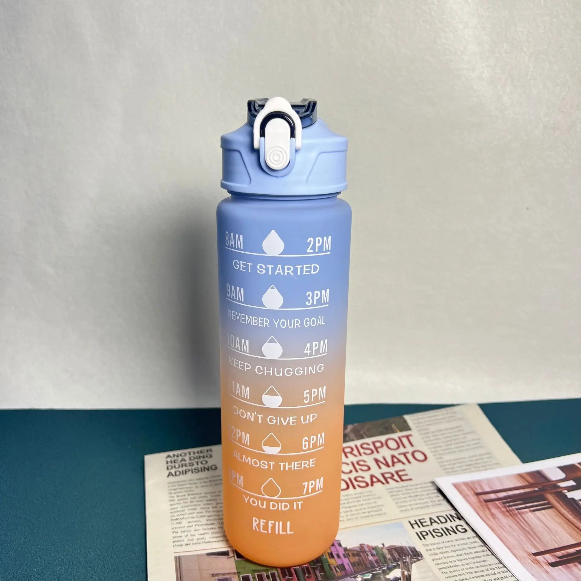 Custom 900ml Motivational Water Bottles | 5 MOQ Time Marker Fitness