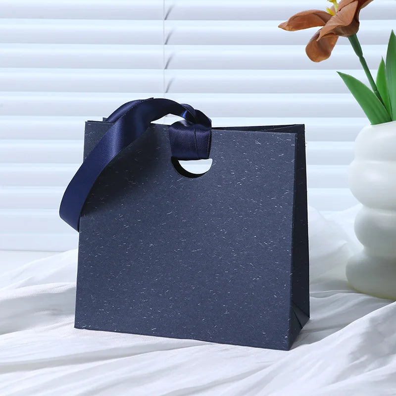 Custom Ribbon Handle Paper Gift Bags | Jewelry Packaging MOQ 100